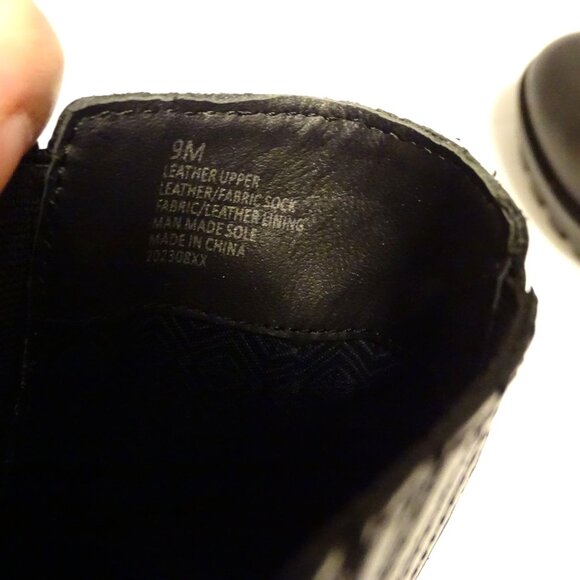 Antonio Melani Black Leather Chunky Lug Block Heel Chelsea Boots Women Size 9 M - Picture 7 of 9